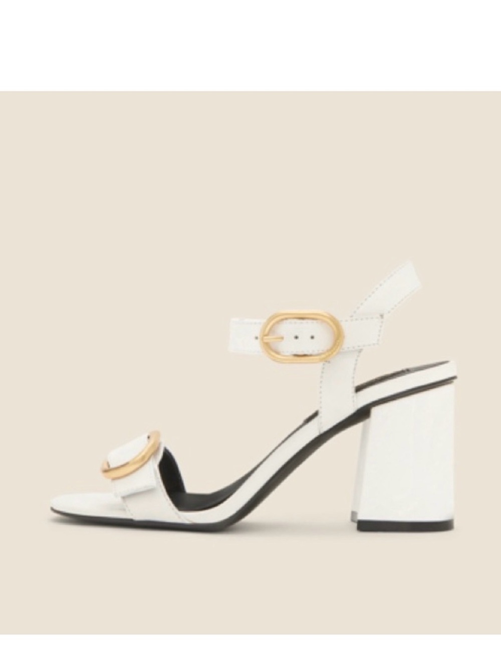 DKNY Buckle Women’s White Leather Block Heel Sandals Size 9.5 NEW